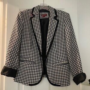 Merona Houndstooth Single Button Blazer (Size 4)